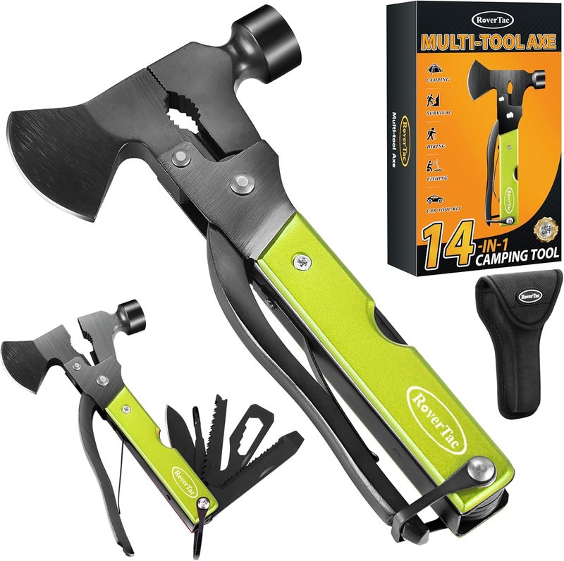 RoverTac Christmas Gifts for Men Dad, Multitool Axe for Mens Gifts, Gifts for Dad Husband Dad Boyfriend, Christmas Gifts Mens Stocking Stuffers-14 in 1 Multi Tool Axe Hatchet - Image 1